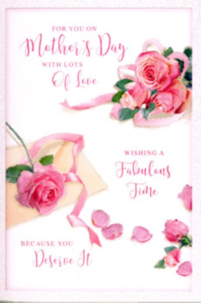 This Mother's Day card illustration depicts a soft, romantic study of pink roses that feels very much like a bouquet freshly arranged in a Morden Florist studio. In the foreground, several large, fully open roses create a focal point, their petals overlapping in generous layers, from near-ivory blush on the outer edges to richer, deeper pink within. Each bloom is softly shaded to suggest volume and a velvety surface, as if they've just been lifted from a bucket of water and carefully placed on a clean, white surface. Surrounding these main flowers, scattered petals lie in a light, natural pattern, like the remnants from trimming and shaping a hand-tied bouquet for delivery along London Road. Some petals show a gentle curl, others lie smooth and flat, but all share the same tender pink palette, creating a feeling of warmth and affection. The background is a calm, pale tone, suffused with even, gentle light that avoids stark contrast. This lighting casts minimal shadows, making the scene feel airy and tranquil, akin to the quiet interior of a home near Morden Hall Park on a sunny morning. A slender ribbon, tinted in a soft pastel shade that harmonises with the roses, weaves through the composition, tying the flowers together visually and hinting at gift-giving and celebration. Graceful, handwritten-style lettering arcs across the card, offering a heartfelt Mother's Day message. The script features looping, calligraphic strokes that echo the round, petal-like shapes of the roses, visually uniting text and imagery. The sentiment spoken by the words evokes admiration, gratitude, and the wish for a well-deserved, relaxing day. Altogether, the card feels intimate and sentimental, like a visual echo of presenting a bouquet and card together to a cherished mum in Morden.